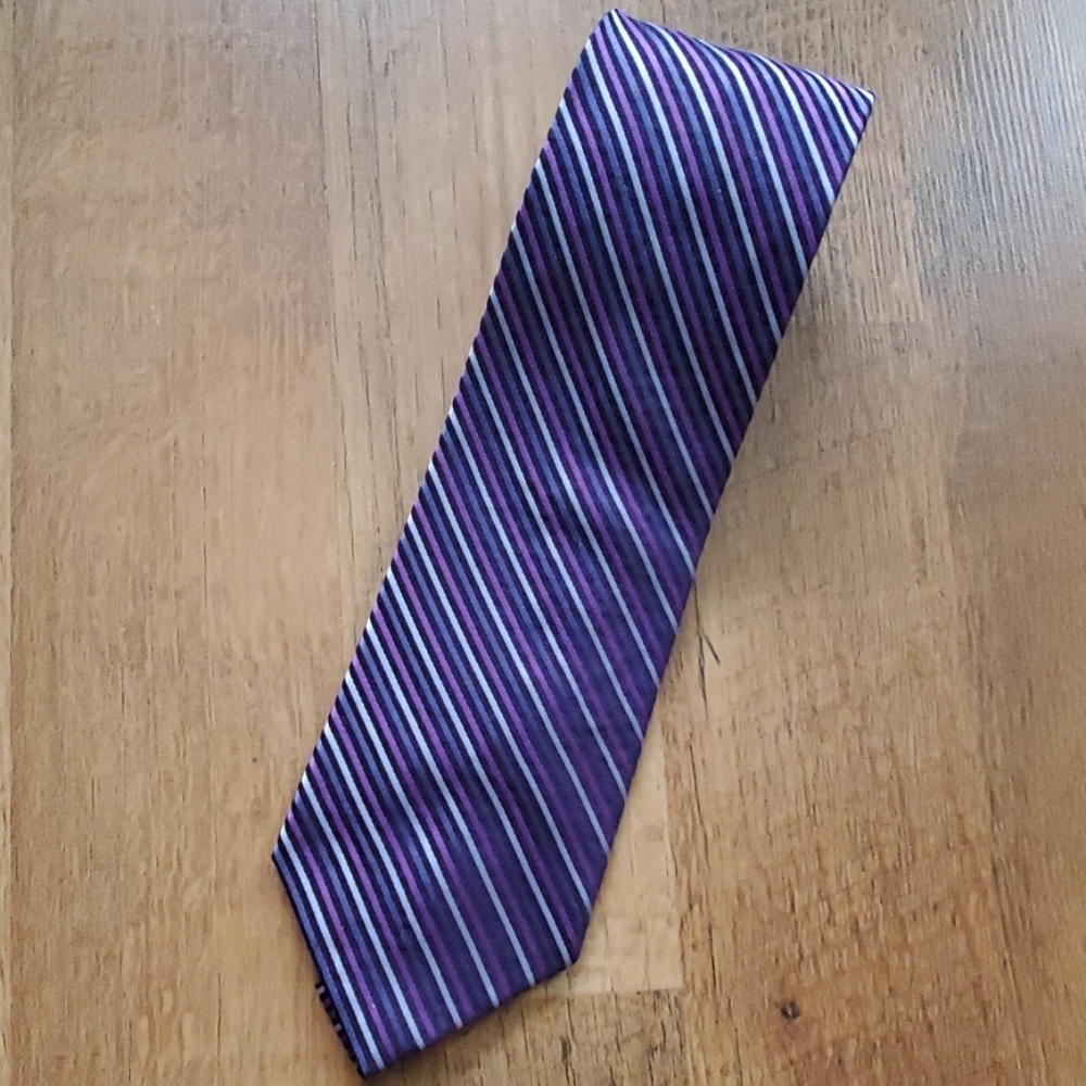 Access Mens Purple Diagonal Stripe Silk Tie